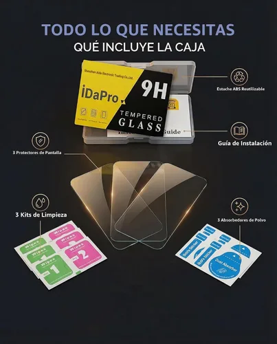 Vista 8 de iDaPro Protector de pantalla para Insta360 GO Ultra [3 piezas], vidrio templado, dureza 9H, arañazos, antiburbujas, fácil instalación