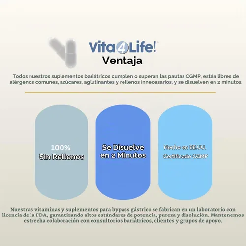 Vista 6 de Vita4Life! Fórmula multivitamínica bariátrica Multi-Plus 483% de soporte de hierro 360 cápsulas de absorción rápida Complejo completo