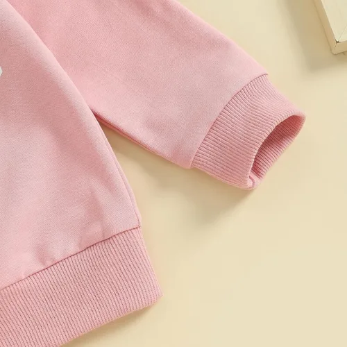 Vista 3 de Gueuusu Ropa de manga larga para bebé niño y niña, sudadera de manga larga para tías Little Bestie, pantalones deportivos, 2 piezas, traje de otoño