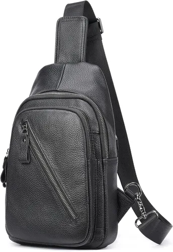 Vista 39 de LUKZIJAES Bolso bandolera de cuero genuino para hombre