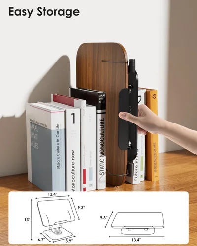 Vista 8 de aboutool - Soporte ajustable para libros con base giratoria de 360° y clips de página, soporte plegable para libros de cocina, soporte para libros