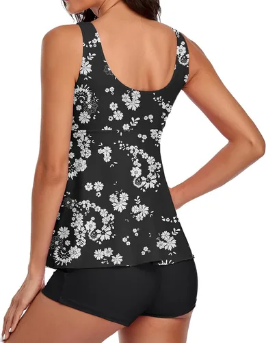 Vista 4 de Traje de baño de 3 piezas para mujer con cubierta sexy para mujer, traje de baño de dos piezas con estampado floral