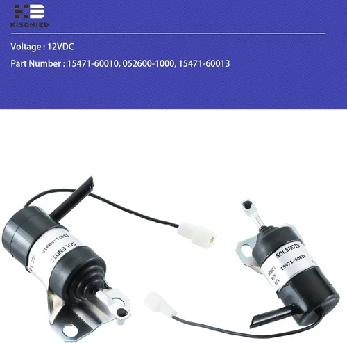 Vista 2 de 15471-60010 Solenoide de apagado de combustible 052600-1000 15471-60013 Reemplazo para Kubota R400B R410 R410B R420 R510 R510B R520 Solenoide