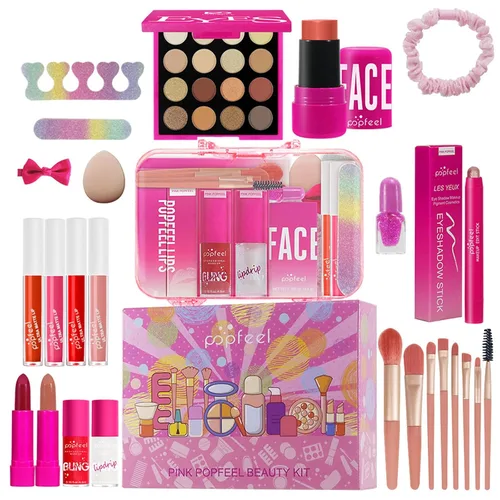 Vista 4 de Kit de maquillaje todo en uno rosa intenso para mujeres, kit completo, regalo de maquillaje para el día de la madre, para mujeres y niñas, paquete
