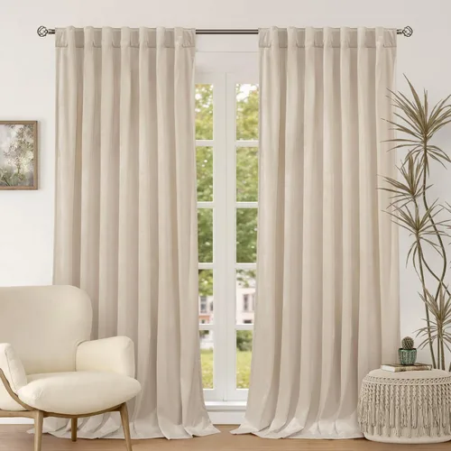 Vista 25 de BGment Cortinas de terciopelo rosa polvoriento, 2 paneles de 84 pulgadas, 2 paneles para sala de estar, aislamiento térmico de lujo, reducen