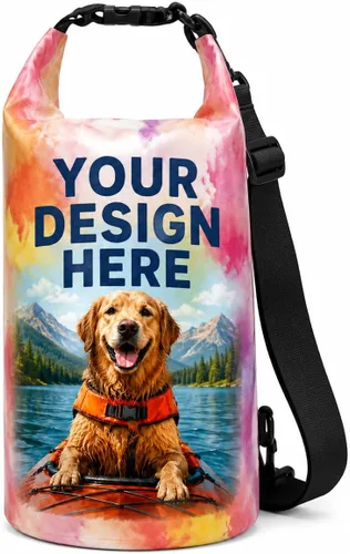 Vista 9 de Personalized waterproof dry bags, customizable with your logo, suitable for kayaking, beach, and boating. (Ocean Tie-Dye)