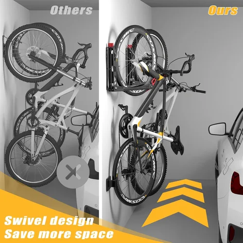 Vista 5 de TORACK BIKEPAL Soporte de bicicleta giratorio sin elevación, soporte de bicicleta vertical de ahorro de espacio montado en la pared
