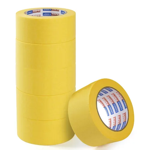 Vista 13 de ADHES - Cinta adhesiva amarilla para pintores, 0.7 pulgadas x 55 yardas x 6 rollos, cinta segura para pared sin residuos para pintura de pared