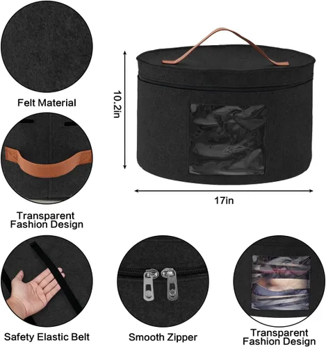 Vista 2 de Color You Caja para sombreros, caja de almacenamiento de sombreros de 17 pulgadas de diámetro, cajas para sombreros para mujeres y hombres, estuche