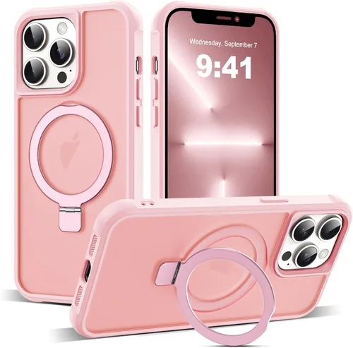 Vista 45 de SKYLMW - Funda compatible con iPhone 11 de 6.1 pulgadas, con soporte magnético invisible tipo anillo, funda translúcida de grado militar, compatible