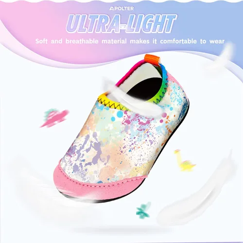 Vista 4 de Apolter - Zapatos de agua o natación estilo calcetín para niños, unisex, antideslizantes, para la playa o piscina, color aguamarina