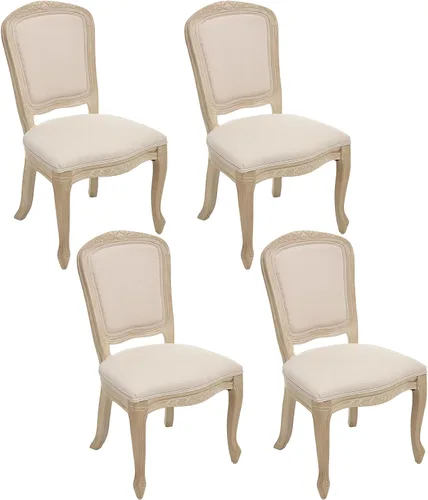 Vista 39 de Kmax Sillas de comedor estilo granja, patas de madera marrón, elegantes sillas de cocina copetudas, sillas de dormitorio francesas desgastadas