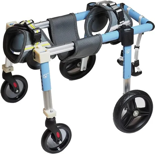 Vista 6 de Silla de ruedas de perro de 4 ruedas para patas delanteras y traseras, para todas las razas de perros, cinta de correr de apoyo completo, ajustable