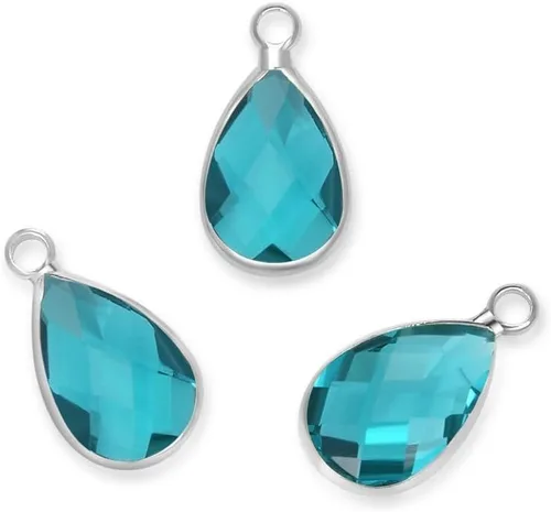 Vista 12 de Adabele Colgante de piedra natal de grado A, gota de 0.433 in, 0.551 in y 0.630 in, chapado en plata de ley para aretes personalizados, pulseras