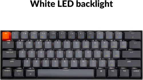 Vista 8 de Keychron Teclado mecánico inalámbrico K12 60% de diseño Bluetooth inalámbricoUSB para Mac con interruptor azul Gateron G Pro azul retroiluminado LED