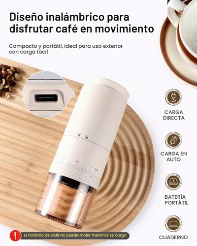 Vista 2 de LAMIDO - Molinillo de café eléctrico portátil, E90M, color beige claro