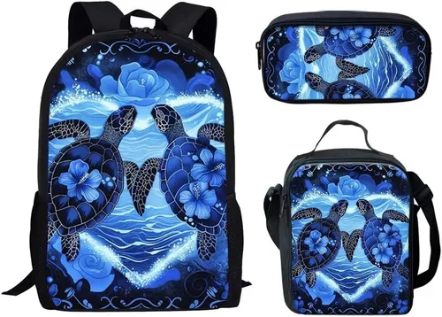 Vista 114 de HUGS IDEA Juego de 3 bolsas escolares con aislamiento térmico para el almuerzo, estuche para lápices