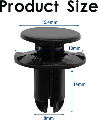 Vista 2 de 20 piezas de fijación de clip de retención para guardabarros compatible con Hyundai Kia Equus Genesis Santa Fista 86595-2T500, 1420608250B, negro