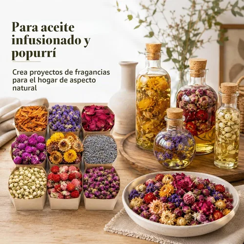 Vista 6 de Sukh Kit de hierbas secas – Botánicos secos a granel, 9 bolsas de flores secas naturales y hierbas para jabón, vela, perfume, bombas de baño