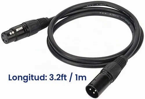 Vista 2 de Cable DMX de 3.2 pies / 1m, 10PCS 10 cables DMX de 3 pines, cables DMX, alambres DMX, DMX512 XLR macho a hembra, cable de señal de luz de escenario