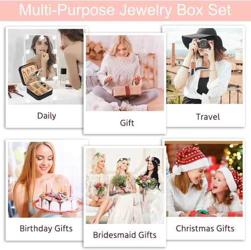 Vista 9 de Parima Regalos de cumpleaños para mujeres, juego de 2 piezas de joyería de viaje, regalos de viaje, regalos para amigas, regalos personalizados