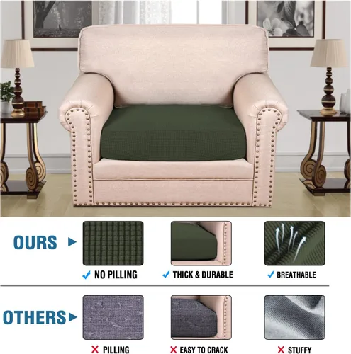 Vista 124 de H.VERSAILTEX Fundas de Cojín de Asiento Individuales Super Elásticas Fundas de Sofá Fundas de Cojín de Sofá Fundas Deslizables Juegos Tela de Sarga