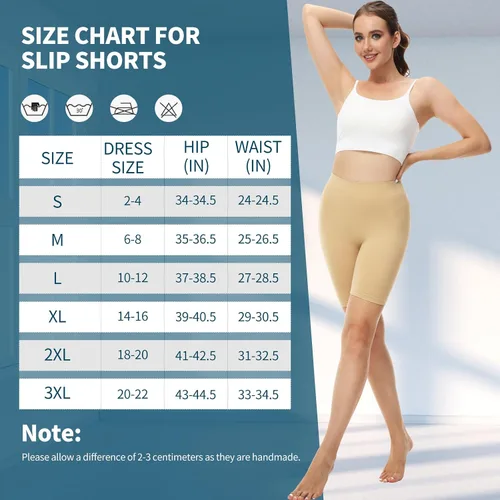 Vista 6 de Paquete de 2 pantalones cortos para mujer, cómodos pantalones cortos para debajo de los vestidos, pantalones cortos sin costuras antirozaduras