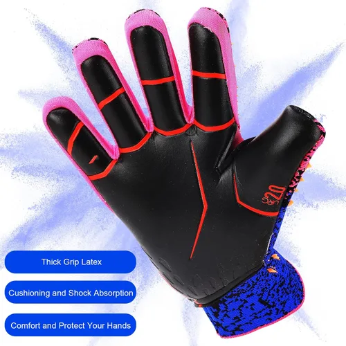 Vista 3 de Keenso Guantes de portero de fútbol, guantes de portero profesionales sin tirantes para jóvenes, guantes de fútbol con agarre con talla 8/9/10
