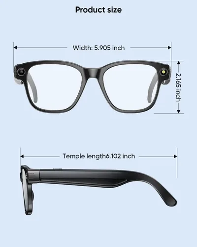 Vista 9 de Lentes inteligentes AI con cámara 4K para hombres y mujeres, gafas de cámara antivibración de 800 W con GPT de chat, grabación de video, micrófono