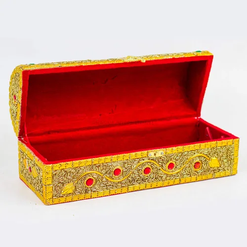 Vista 5 de Nagina International - Caja de almacenamiento y organizador de joyas para novia, portátil, para guardar anillos, collares, brazaletes, Madera, Dorado