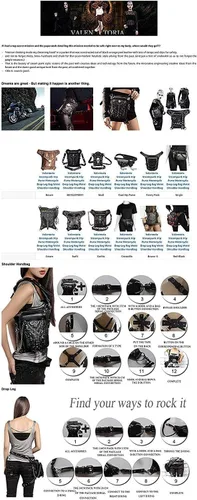 Vista 9 de Rebajas Cyber Monday Ofertas Venta Steampunk Riñonera Bolso para cintura Moda Gótico Hombro Bandolera Bandolera Muslo Pierna Capucha Bolsa de Viaje