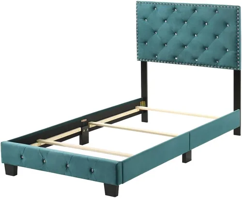 Vista 5 de Glory Furniture Suffolk - Cama individual tapizada de terciopelo, color verde