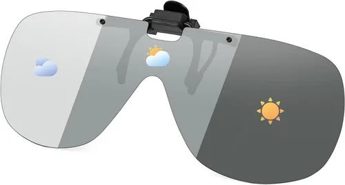 Vista 11 de JM Lentes de sol polarizados con clip sin marco, abatibles, de una pieza, para gafas graduadas Gris