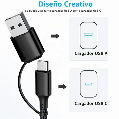 Vista 2 de Puxnoin Cable de carga múltiple 5 en 1, paquete de 2 unidades, cable de 4 pies, cargador múltiple USB C universal con conectores USB C/Micro USB