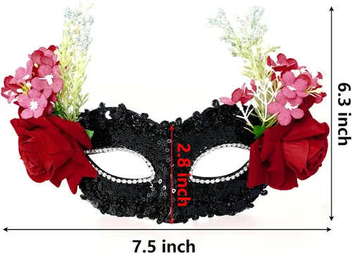 Vista 2 de Sucrain Máscara de mascarada para mujer