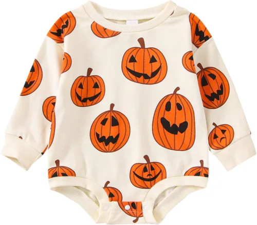 Vista 18 de Sudadera de calabaza para bebé, niña, niño, Halloween, sudadera de gran tamaño, mameluco de burbujas, suéter