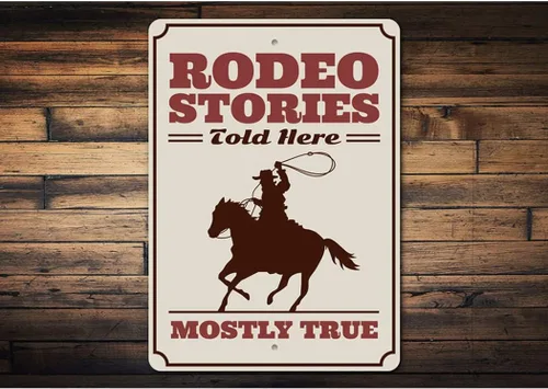 Vista 2 de Rodeo Stories Told Here, Ranch - Letrero de aluminio, 8 x 12 pulgadas