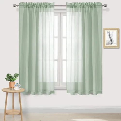 Vista 45 de DWCN Cortinas Transparentes Aqua de Voile Semitransparente con Bolsillo para Barra para Dormitorio y Sala de Estar, 36 x 36 pulgadas de Largo, Juego