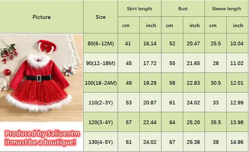 Vista 7 de Vestido de Papá Noel para bebé, vestido de Navidad rojo, disfraz de señora Claus para niñas, vestido de fiesta de Navidad de franela de manga larga