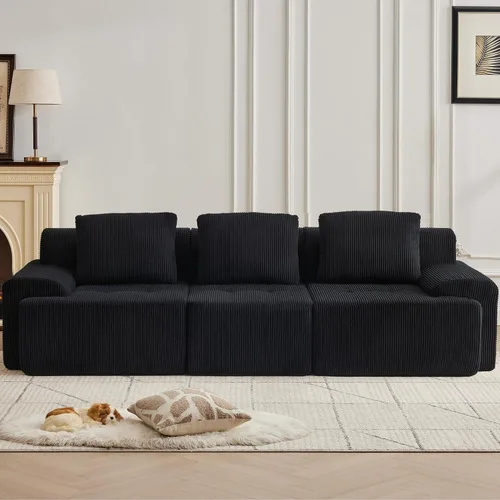 Vista 18 de Sofá modular modular con otomana móvil, sofá de asiento profundo con almohadas, cómodo sofá modular de nube para sala de estar, dormitorio y Blanco