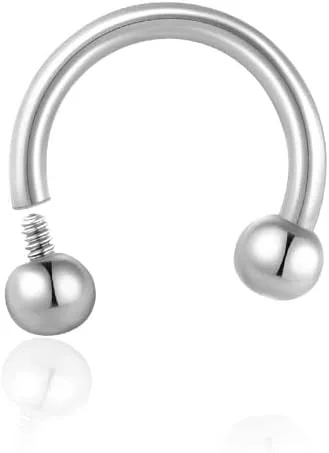 Vista 9 de Titanium Horseshoe Septum Ring 16G,Internally Threader Horseshoe Ring for Septum Lip Cartilage Snug Daith Tragus Helix Conch Rook Orbital Piercing