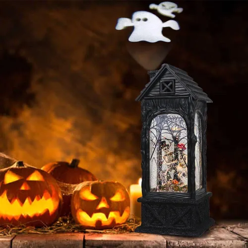 Vista 5 de Eldnacele Linterna de globo de nieve con proyección de fantasma de 1-Proyección de Halloween