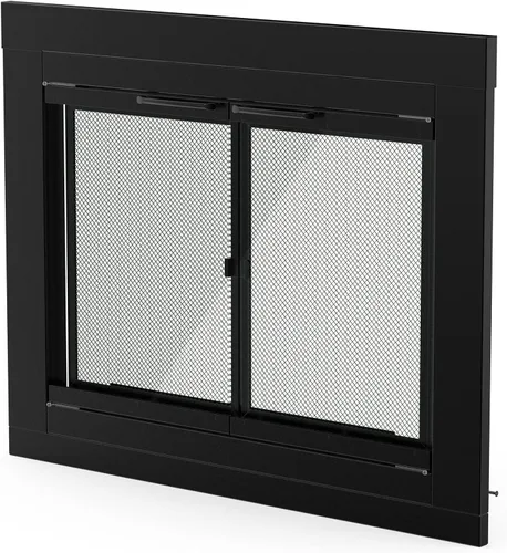 Vista 8 de Stanbroil - Puerta de cristal plegable para chimenea, color negro, grande