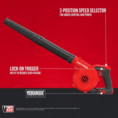Vista 2 de CRAFTSMAN Soplador de hojas inalámbrico V20, 125 mph, solo herramienta (CMCBL0100B)