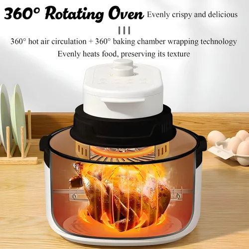 Vista 6 de Combo de horno tostador de freidora de aire 8 en 1: freidora de aire de vidrio grande de 7.5 cuartos de galón para la familia, tecnología HotAir