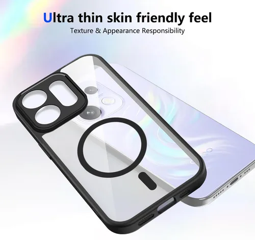 Vista 369 de Funda magnética transparente compatible con Xiaomi 17T, color negro 2 en 1 PC + TPU cubierta de teléfono a prueba de golpes, carcasa protectora