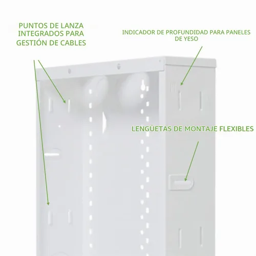 Vista 8 de Legrand - Caja de cableado estructurado de 28 pulgadas con cubierta atornillada, caja multimedia de calibre 20 en la pared con paso de cable de 2.5