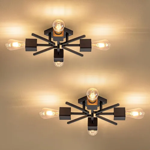 Vista 11 de 4 Luces Estilo Granja Sputnik Accesorios de Iluminación Accesorios de Techo Negro Industrial Lámpara Empotrada de Montaje al Ras Accesorio de Luz