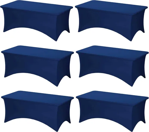 Vista 48 de Fixwal Paquete de 6 Manteles de Mesa Rectangulares, Cubierta de Mesa de 6 Pies, Mantel Blanco Rectangular Ajustado Elástico Rectangular, Cubierta