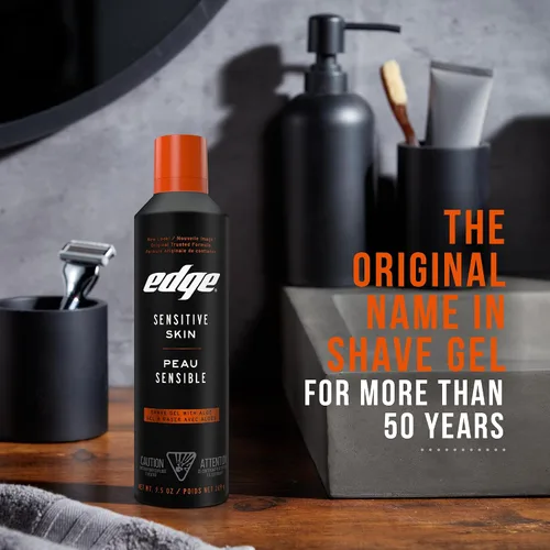 Vista 4 de Edge Gel de Afeitar para Hombres, 9.5 oz, Paquete de 2 Gel de Afeitar para Hombres con Aloe, Crema de Afeitar para Hombres para Piel Sensible